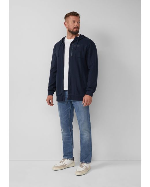 S.oliver Sportive Hoodie-Sweatjacke im Fabricmix in Blue für Herren