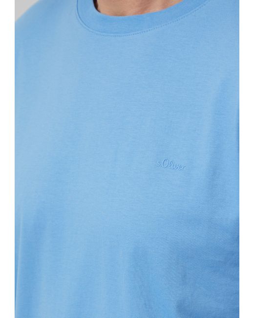 S.oliver Baumwoll-T-Shirt mit kleinem Logo-Print in Blue für Herren
