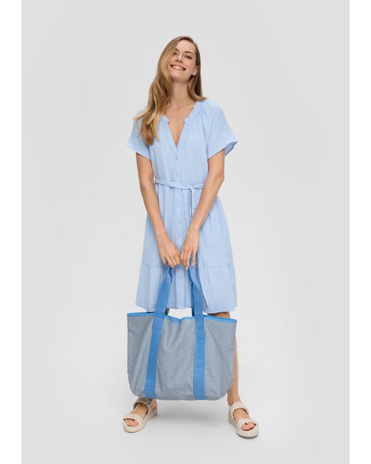 S.oliver Blue Baumwollkleid mit Raffung und Eingrifftaschen