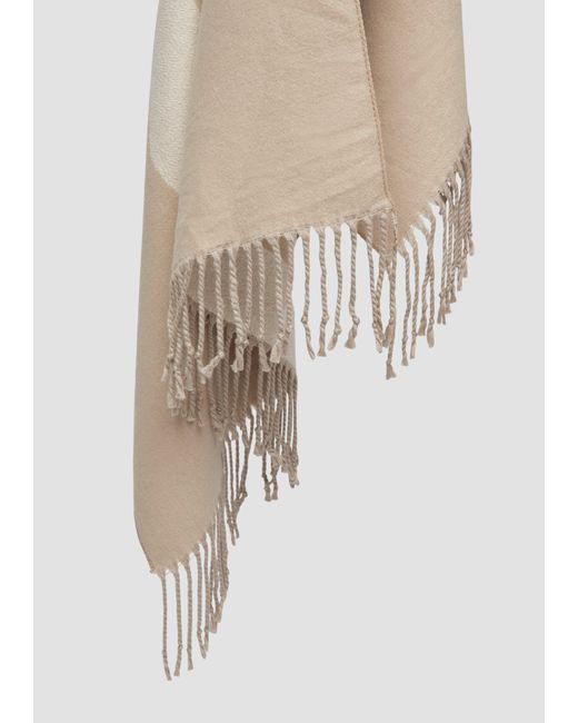 S.oliver Natural Gemusterter Strickschal mit Fransen