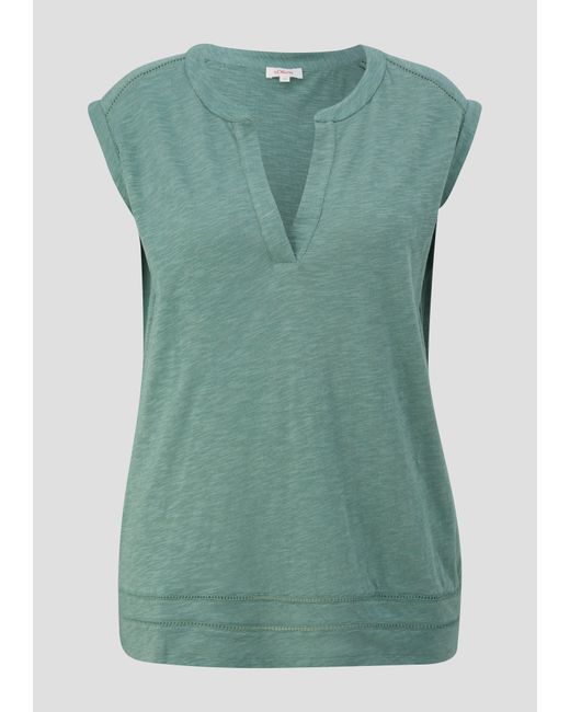 S.oliver Green Relaxed-Fit-Shirt mit Spitzen-Details