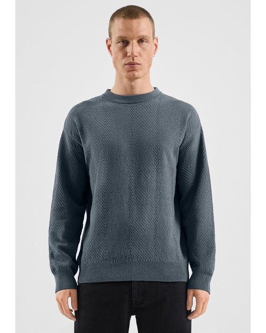 QS Strukturierter Strickpullover in Blue für Herren