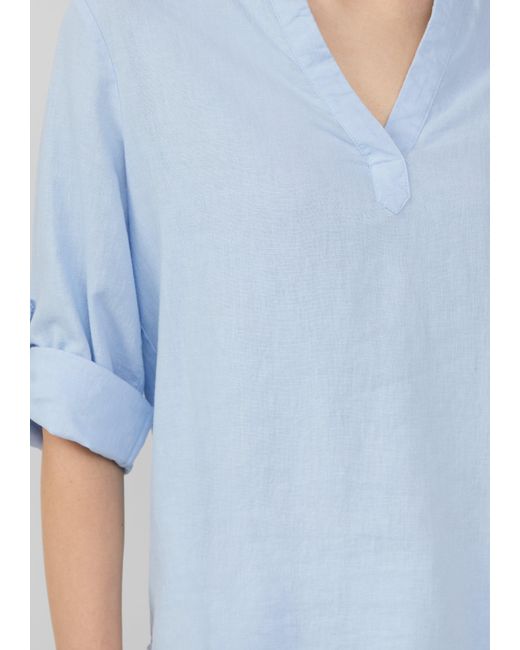 S.Oliver Damen Bluse Aus Leinenmix – Lässige Turn-up Bluse Mit 3/4-Ärmeln