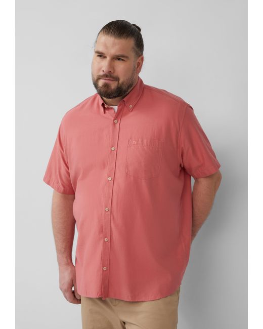 S.oliver Regular Fit: Kurzärmeliges Twillhemd mit Button-Down-Kragen in Red für Herren