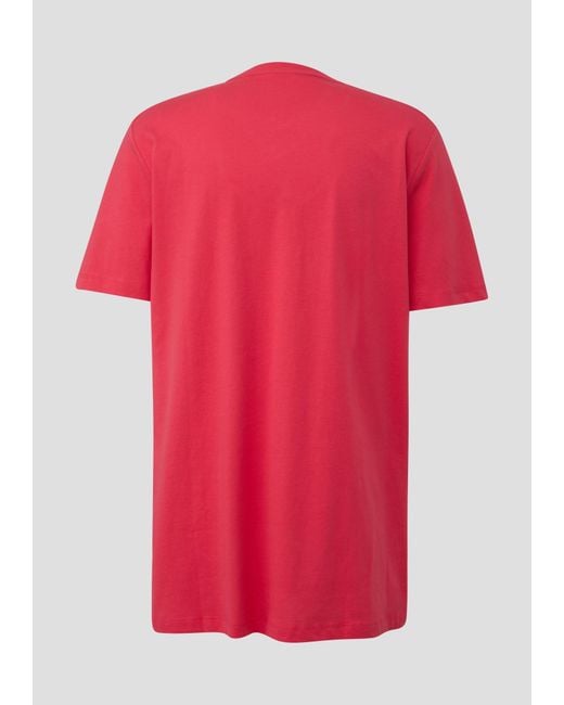 S.oliver T-Shirt mit V-Ausschnitt und Logo-Detail in Red für Herren