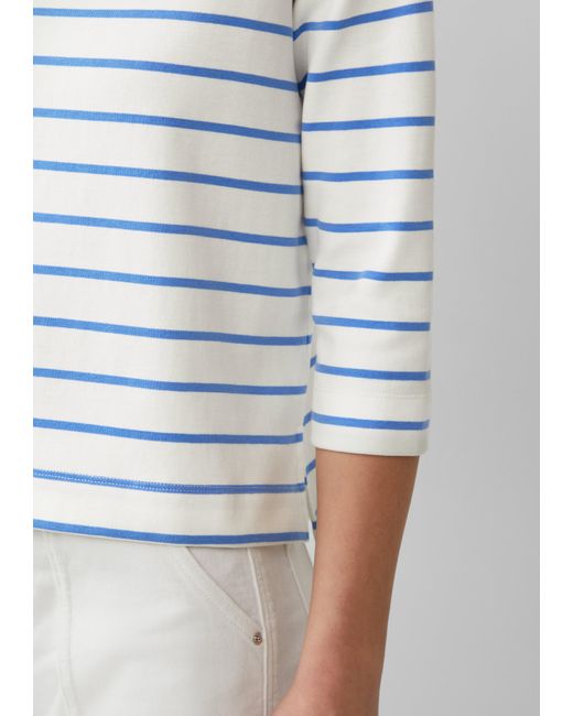 S.oliver White Geringeltes Sweatshirt mit U-Boot-Ausschnitt