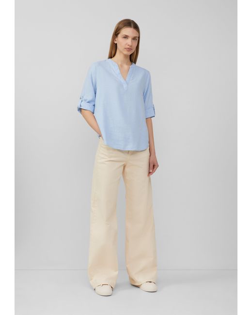 S.oliver Blue Leinenmix-Bluse mit Turn-up