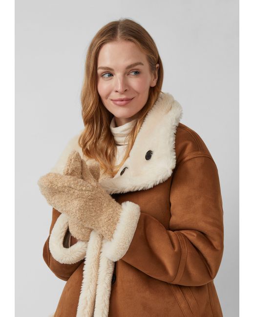 S.oliver Natural Fäustlinge aus Bouclé-Strick