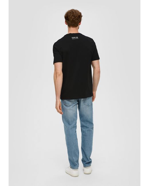 S.oliver Baumwoll-T-Shirt mit EM-Print in Black für Herren