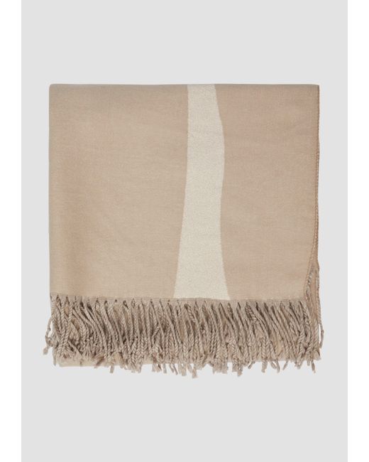 S.oliver Natural Gemusterter Strickschal mit Fransen