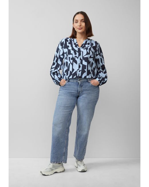 S.oliver Blue Strukturierte Bluse aus Viskosemix mit Raffung