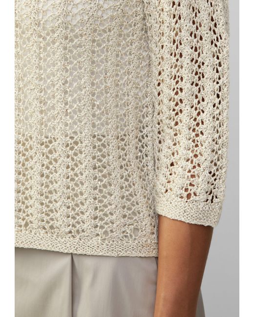 S.oliver Natural Semitransparenter Pullover aus Ajourstrick mit Pailletten