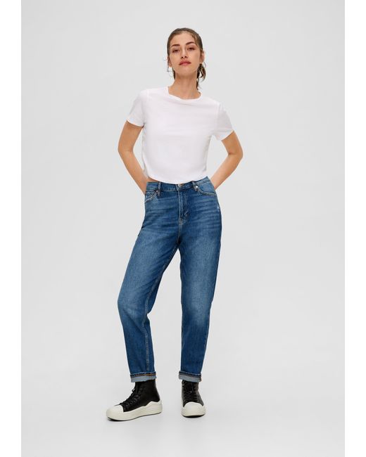 QS Blue Ankle-Jeans Megan / Slim Fit / High Rise / Tapered Leg