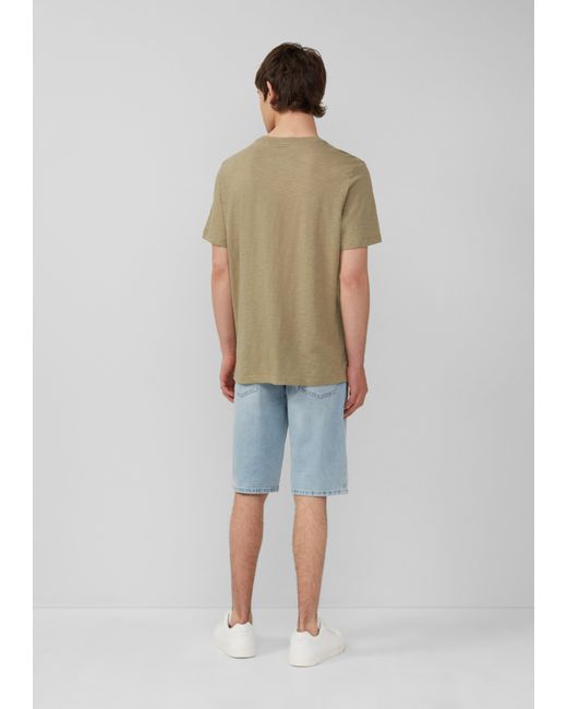 S.oliver Baumwoll-T-Shirt mit Frontprint und Flammgarnstruktur in Green für Herren