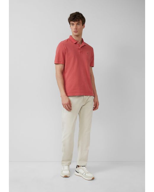 S.oliver Poloshirt mit kleinem Labelpatch und Flammgarnstruktur in Red für Herren