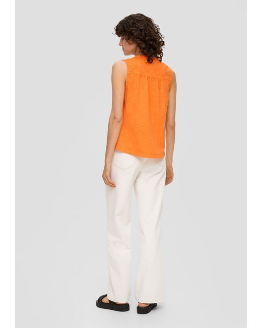 S.oliver Orange Ärmelloses Shirt mit Tunika-Ausschnitt und Flammgarnstruktur