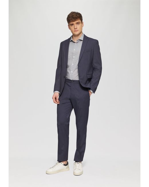 S.oliver Tailored Fit: Elastisches Baumwollhemd mit All-over-Print in Gray für Herren