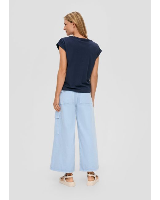 S.oliver Blue Relaxed-Fit-Shirt mit überschnittenen Schultern