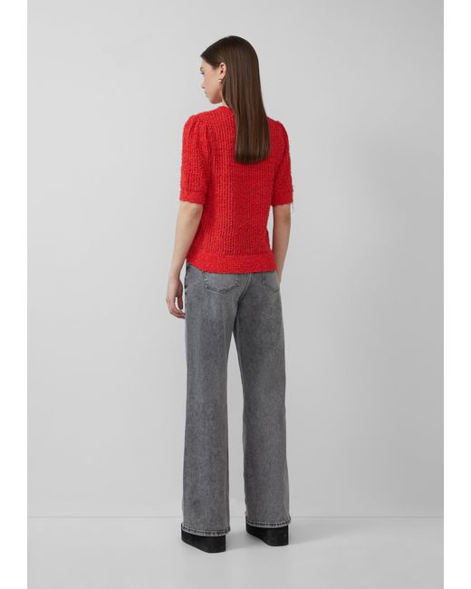 QS Red Kurzarmpullover aus Effektgarn