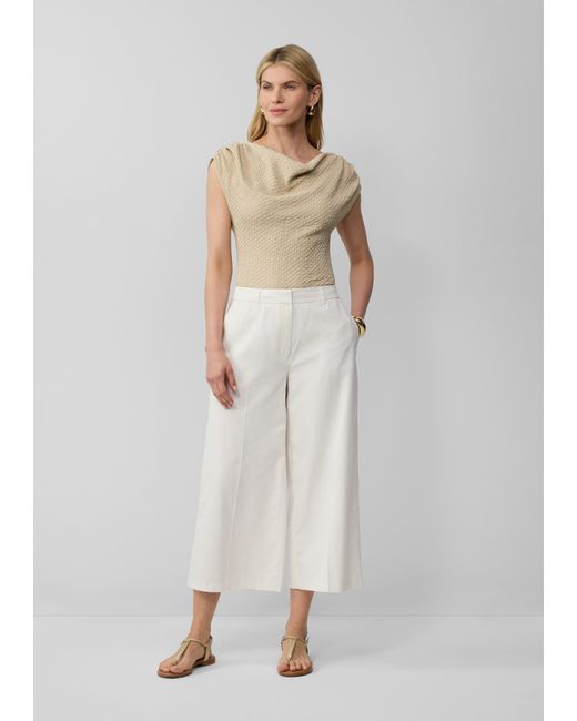 S.oliver White Strukturiertes Shirt mit Wasserfall-Ausschnitt