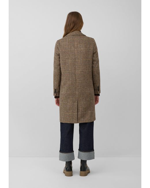 S.oliver Natural Wollmixmantel mit Leo-Muster und Eingrifftaschen