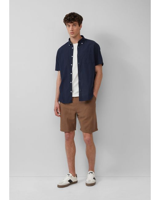 S.oliver Regular Fit: Kurzarmhemd mit Struktur-Streifen und Button-Down-Kragen in Blue für Herren