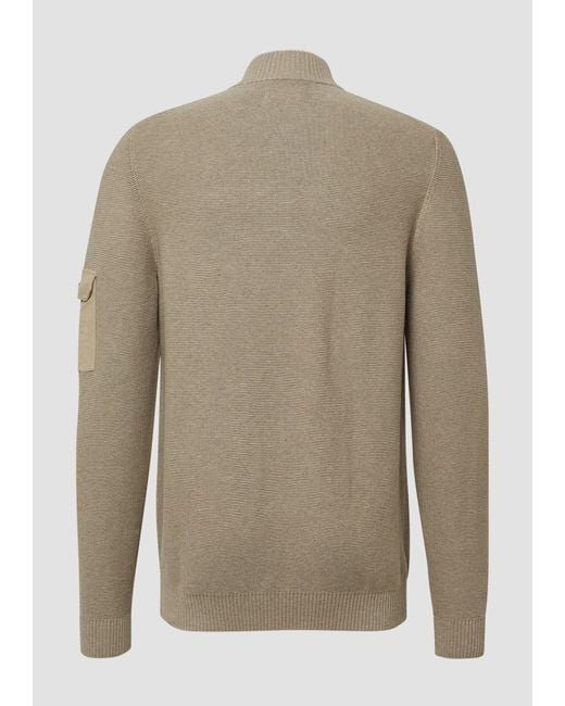 S.oliver Strickpullover aus Baumwolle mit Troyer-Kragen und Strukturmix in Natural für Herren