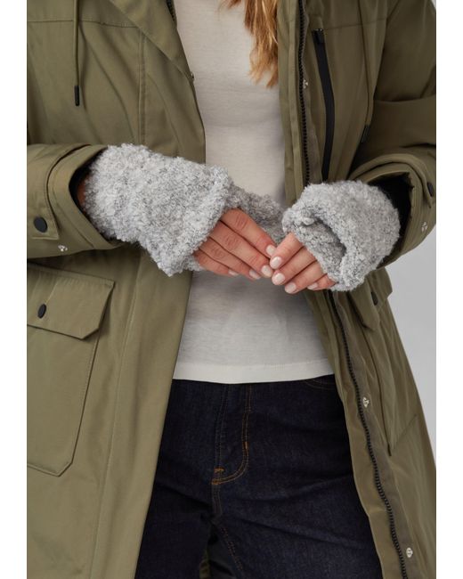 S.oliver Gray Fäustlinge aus Bouclé-Strick