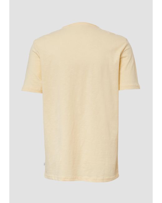 QS Baumwollshirt mit Rollkante und Flammgarnstruktur in Natural für Herren
