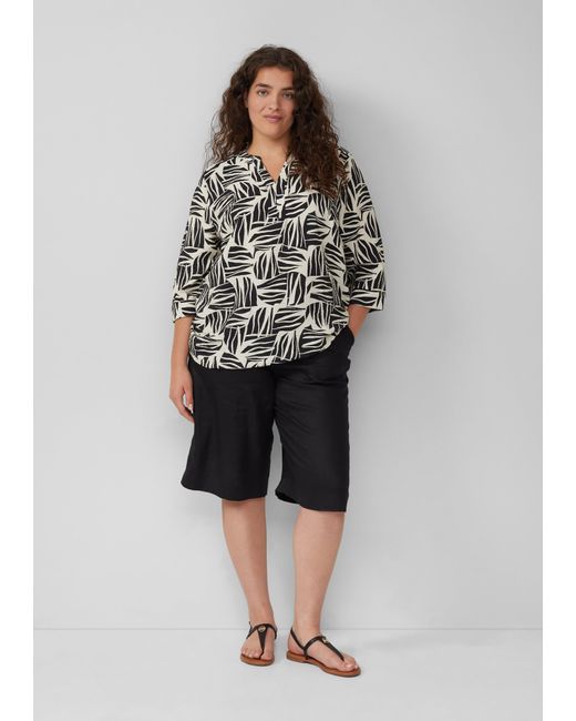 S.oliver Gray Bluse aus strukturiertem Viskosemix mit All-over-Print