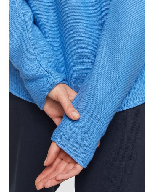 S.oliver Blue Strickpullover mit U-Boot-Ausschnitt und Rollsaum