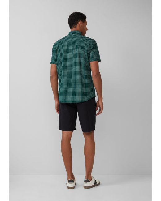 S.oliver Regular Fit: Gemustertes Kurzarmhemd aus Baumwolle mit Button-Down-Kragen in Green für Herren