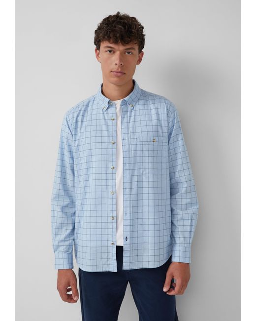 S.oliver Regular Fit: Karo-Hemd aus Baumwolle mit Button-Down-Kragen in Blue für Herren