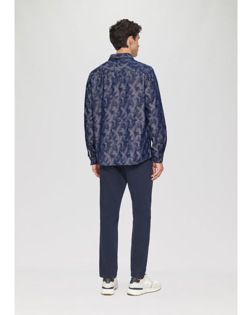 S.oliver Regular Fit: Leichtes Jacquard-Hemd mit Button-Down-Kragen in Blue für Herren