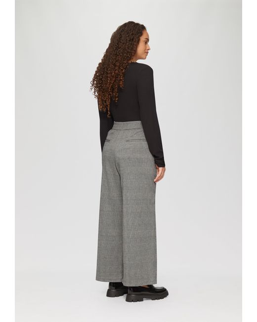 QS Gray Gemusterte Wide-Leg-Hose aus Interlock-Jersey