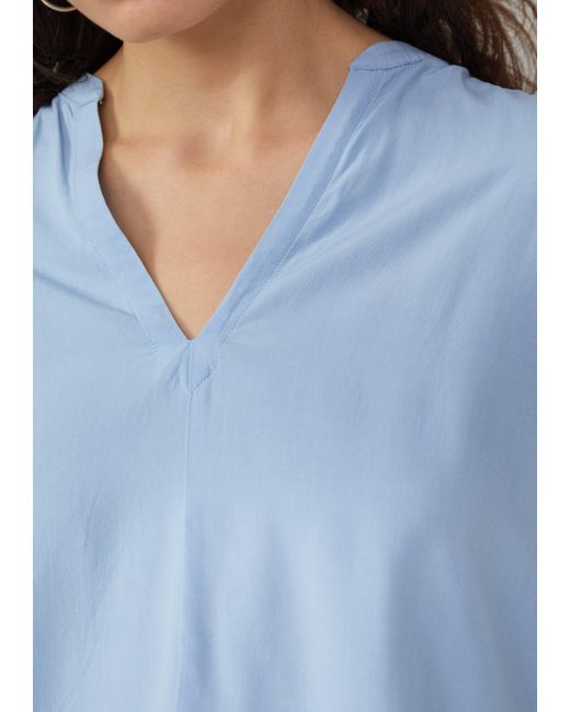 QS Blue Viskose-Bluse mit Raffung an der Schulter