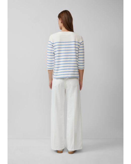 S.oliver White Geringeltes Sweatshirt mit U-Boot-Ausschnitt