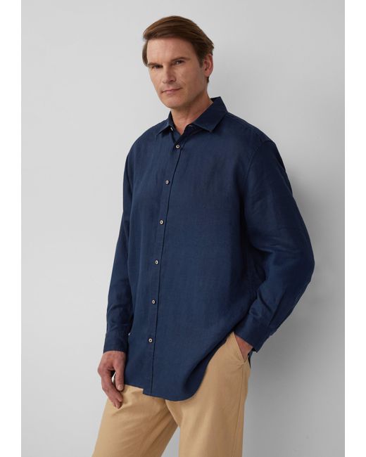S.oliver Regular Fit: Hemd aus Leinen mit Button-Down-Kragen in Blue für Herren