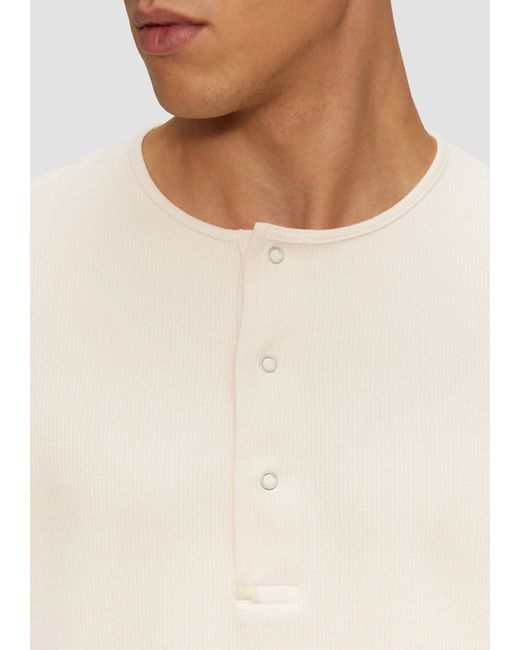 S.oliver Geripptes Langarmshirt mit Henley-Ausschnitt in White für Herren