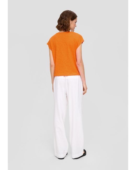 S.oliver Orange Baumwoll-Shirt im Fabricmix