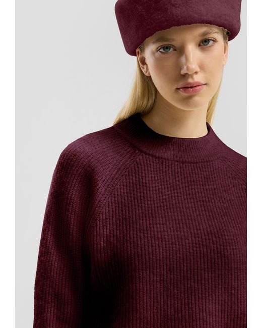 QS Red Weicher Strickpullover mit Rippstruktur
