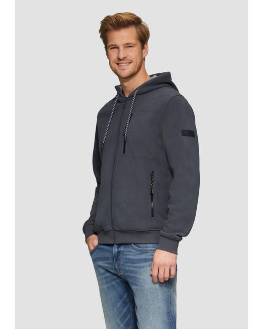 S.oliver Sweatshirtjacke aus Fleece mit Zip-Details in Blue für Herren
