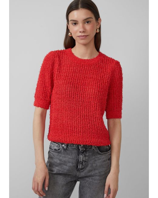 QS Red Kurzarmpullover aus Effektgarn