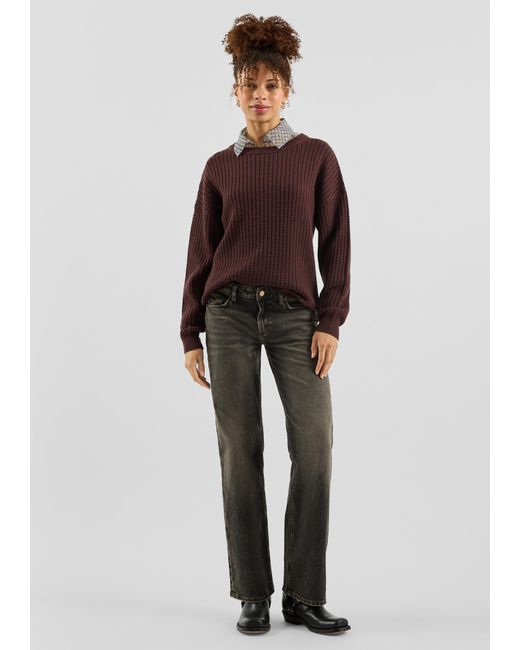 QS Brown Strukturierter Pullover