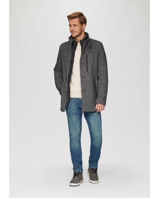 S.oliver Sportiver Kurzmantel mit gestepptem Insert in Gray für Herren