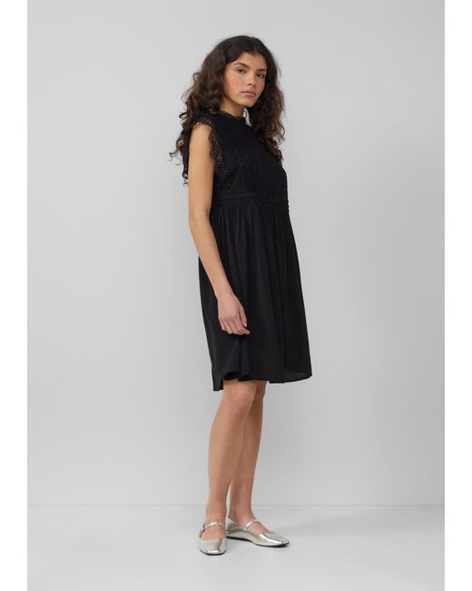 QS Black Kurzes Kleid mit Spitzenoberteil