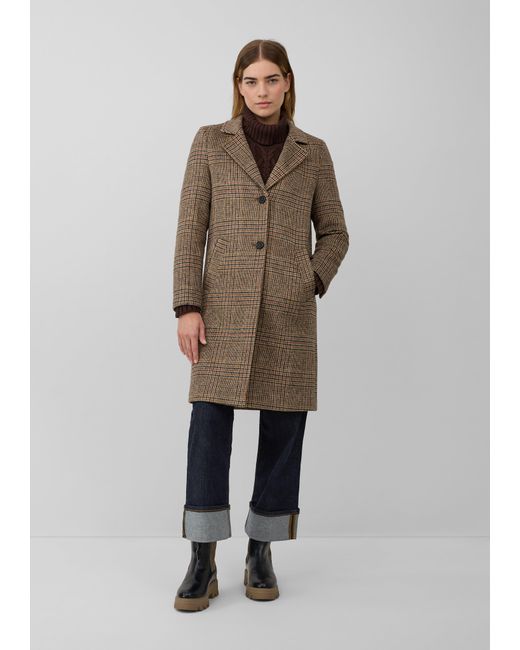 S.oliver Natural Wollmixmantel mit Leo-Muster und Eingrifftaschen