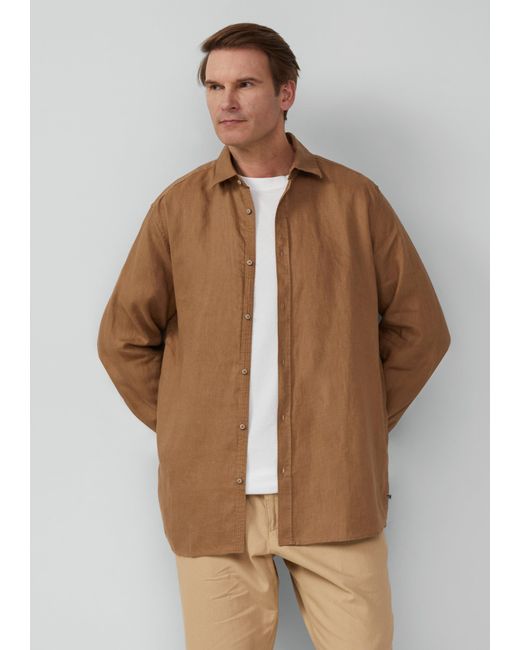 S.oliver Regular Fit: Hemd aus Leinen mit Button-Down-Kragen in Brown für Herren