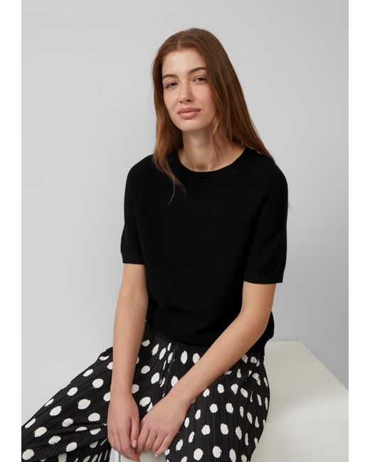 S.oliver Black Strickpullover mit feiner Rippstruktur