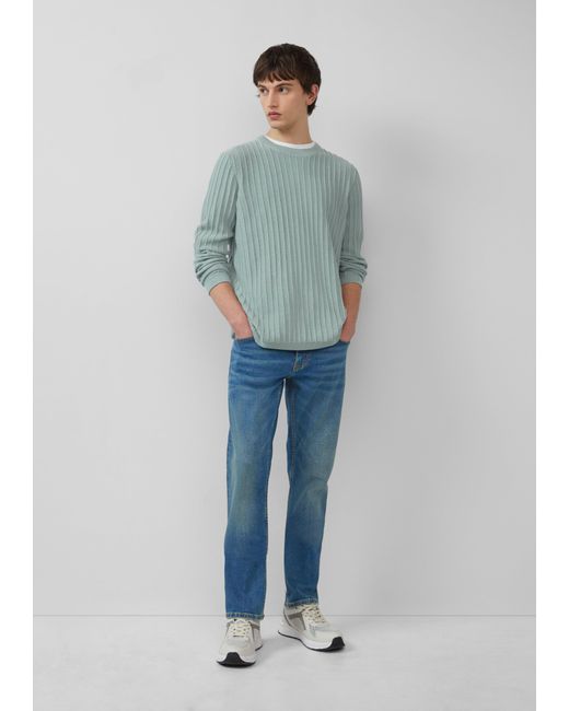QS Baumwollpullover in Strukturstrick in Blue für Herren
